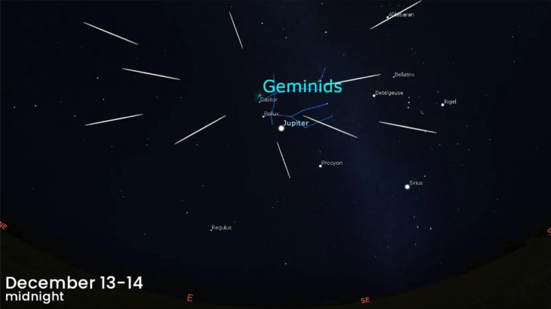 Geminids meteor shower on December 13-14 midnight
